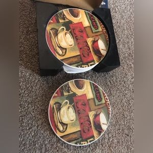 4 Natural Stone Caffe Coaster Brand New 4”